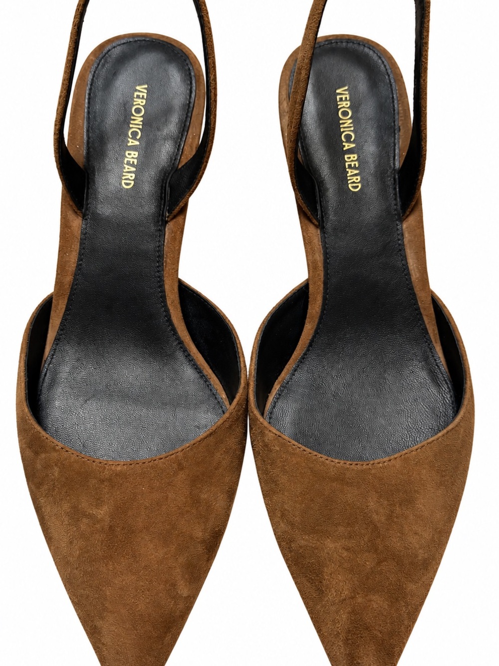 Veronica Beard Tobacco Brown Suede Pointed Toe Slingback Kitten Heels 8M